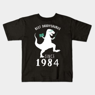 Best Dad 1984 T-Shirt DaddySaurus Since 1984 Daddy Teacher Gift Kids T-Shirt